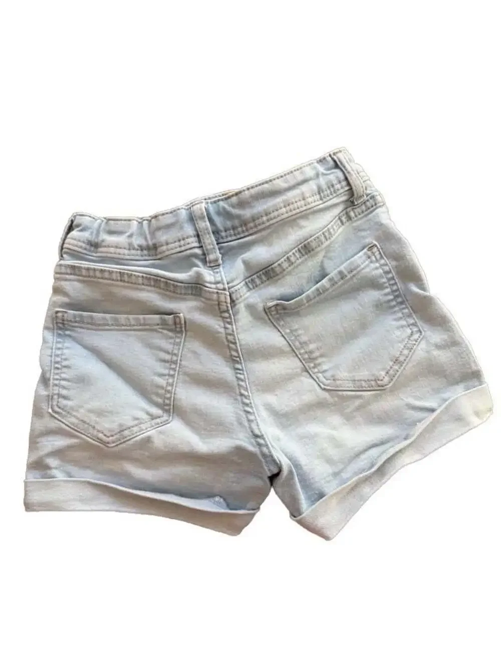 H&M Girls Light Wash Rolled Cuff Denim Shorts Size 9-10Y